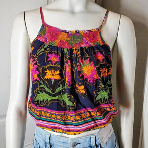 NWT Rachel Roy Tropical Smocked Floral Tank Top Size XS